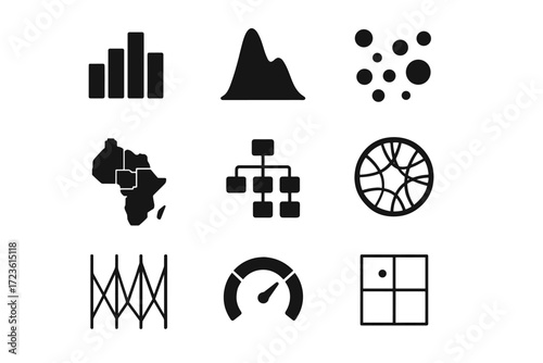 Chord visualization icons vector plot icon geographic quadrant gauge scatter bubble data