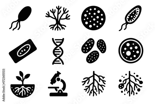 Flagellated swimmer vector icons soil cluster protozoa microbes icon mycorrhiza microscope microbe