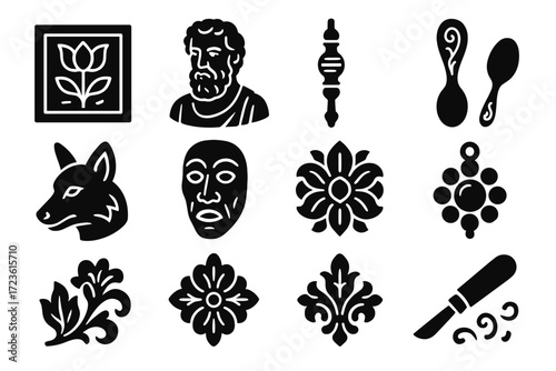 Spoon vector animal icons wood detailed knife icon motif carving shavings symbol