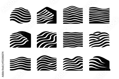 Layered wavy ripple desert vector dry icons icon dune sand formation arcs