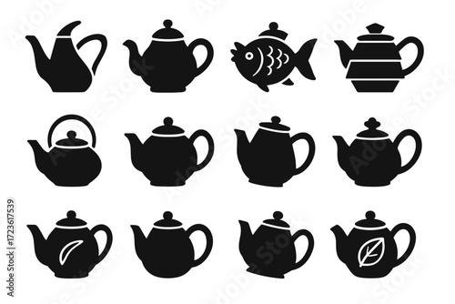 Silhouette layered translucent teapot icon knob vector icons artistic floral modern lid