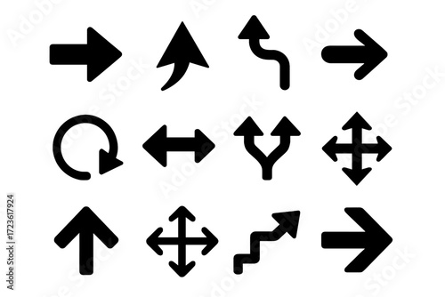Bent vector expanding thick abstract rotation sequence direction icon icons arrow navigation