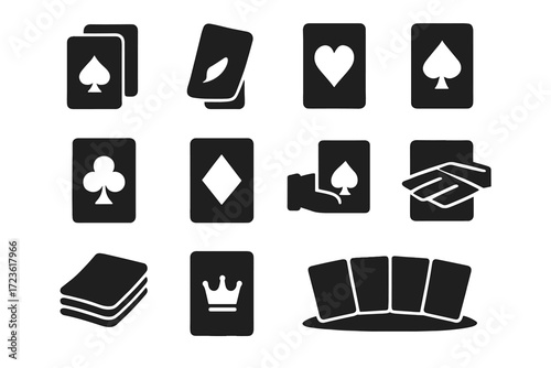 Table playing vector suit diamond icon spade card spread dealing shuffled icons