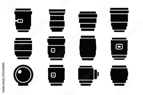 Icon stabilization lens parfocal lock vector converter grip switch icons attached camera