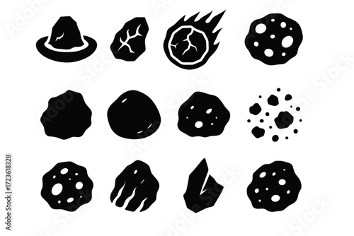 Dust fragment dark fragments icon stone cluster icons rock meteor burned vector