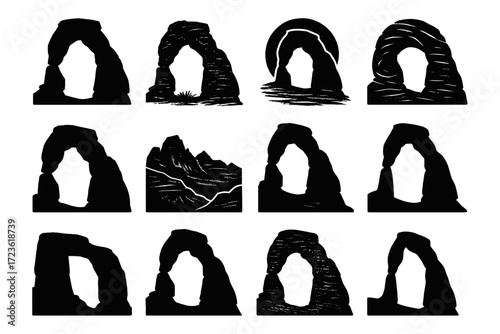 Texture weathered vector shape split icon arch ridge icons sandstone rock