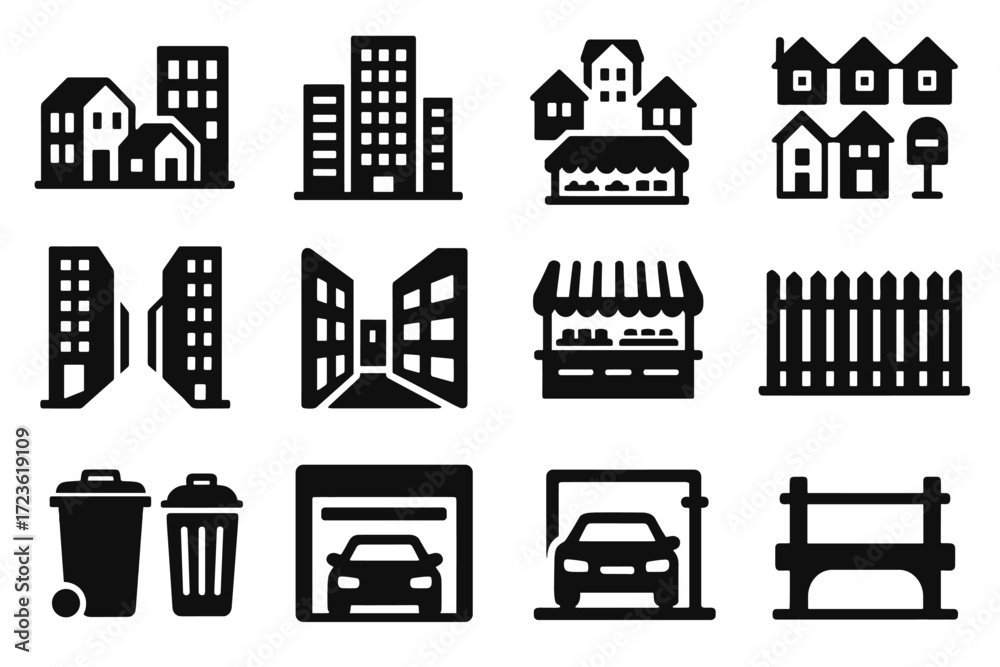 Naklejka premium Symbol cluster city area vector raised marker market icon layout block mail