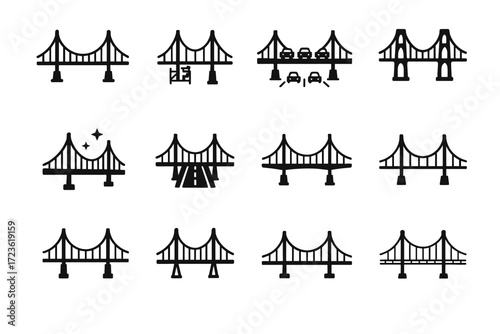 Maintenance architectural urban suspension engineering vector expressway bridge icon icons under heavy