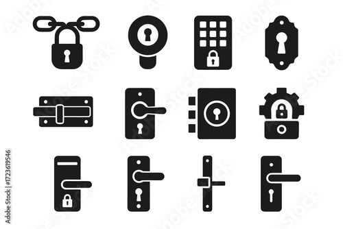 Mechanism door vector latch keyhole icons hotel system lock icon reinforced