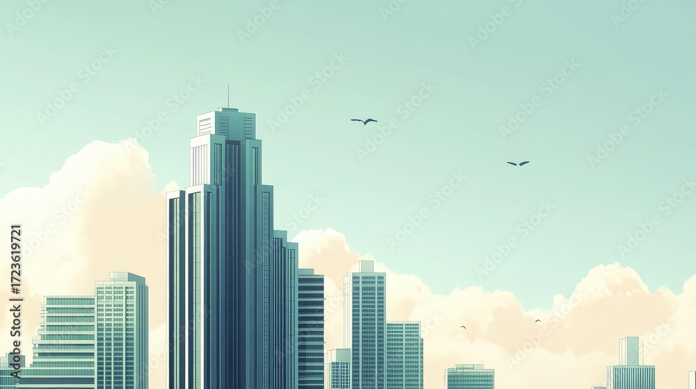 Fototapeta premium architecture clean style skyscraper infographic simulation