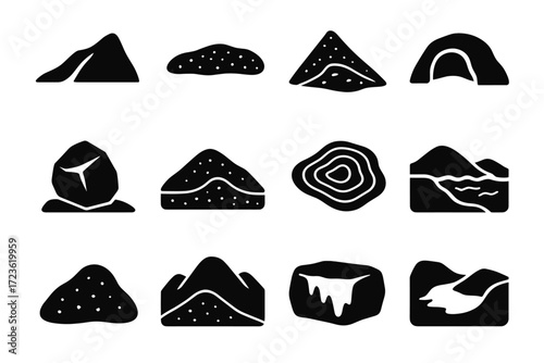 Debris icons ice lines opening morainic vector glacial moraine ridge icon feature
