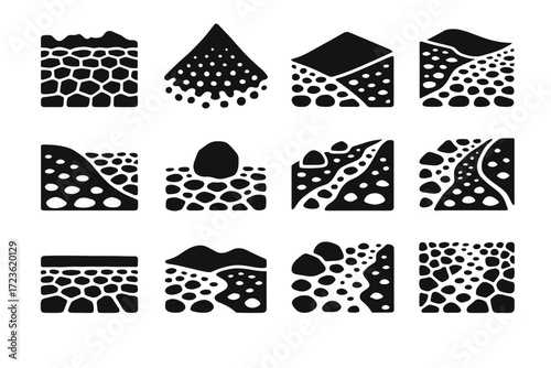 Dune vector sloped stone apron desert crest bar isolated collection icon pattern