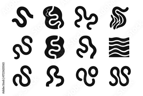 Transition icon sinuosity braided river vector stream icons high curve meander track