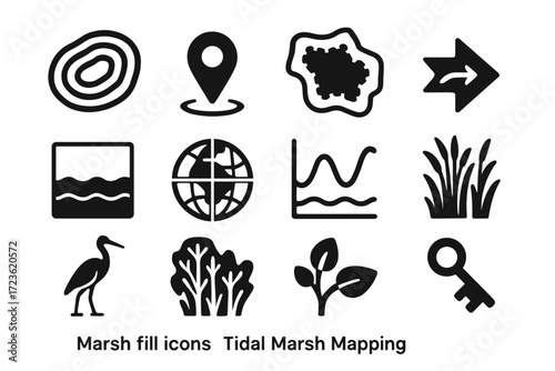 Wildlife vector grid tidal boundary marsh hydrological symbol zone gps icon