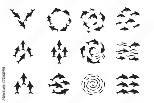 Alignment dolphin dolphins spiral arrowhead vector icon pod pattern circular