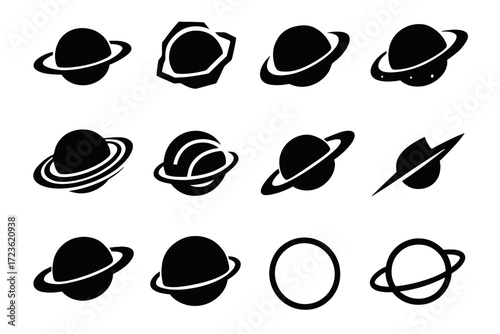 Arc ring shape elliptical artistic thick line crescent rings stylized icon vector