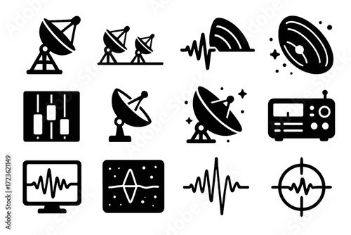 Beam burst vector plot astronomy layout dish large channel radio icons icon