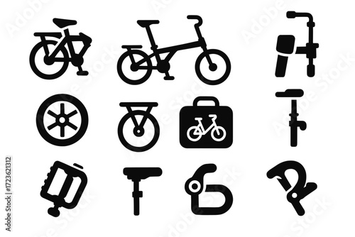 Folded rack handlebar rear quick unfolded folding icon vector compact bikes