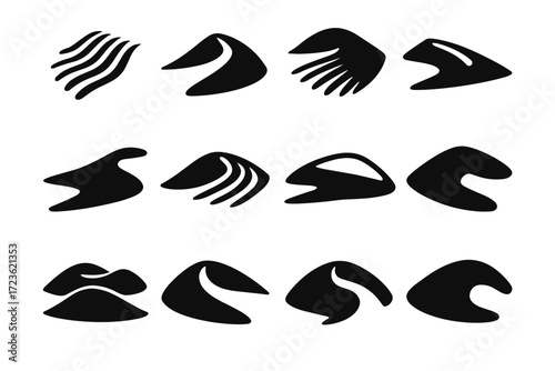 Cresting ridge wind sand set desert icon vector pattern dune slope