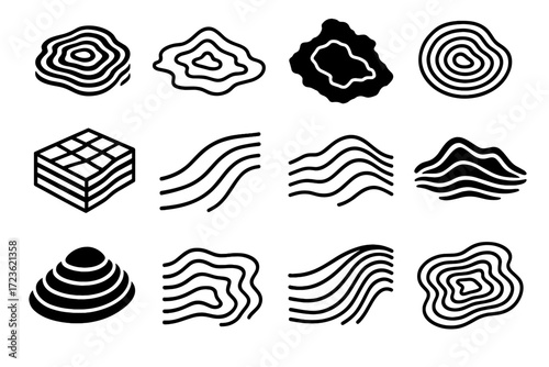 Sketch geographic modeling vector contour layered synthetic block set ripple icon desert