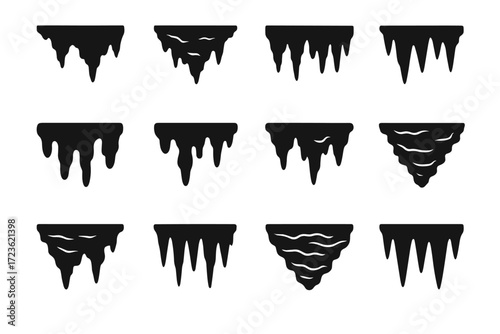 Pendant layers silhouettes weathered stalactite icon structures trace dripstone vector cave