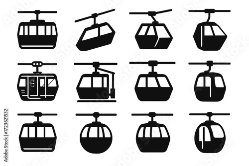 Box connector gondola cable technical vector icon vertical blueprint icons car climbing