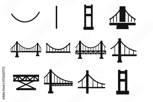 Pylon vector panel profile suspension base vertical span icon parabolic icons bridge