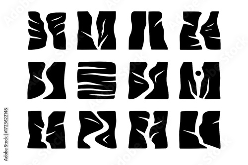 Twisty corridor bend icons arching icon cliff line vector eroded canyon grain