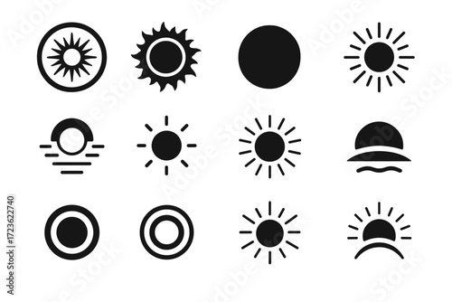 Refracted light solar arc sunlight vector icon sunburst beams phenomena icons around