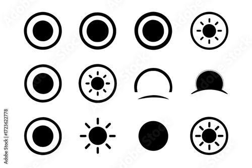 Circle vector basic ring solar icon glow halo ringed sun minimal flat