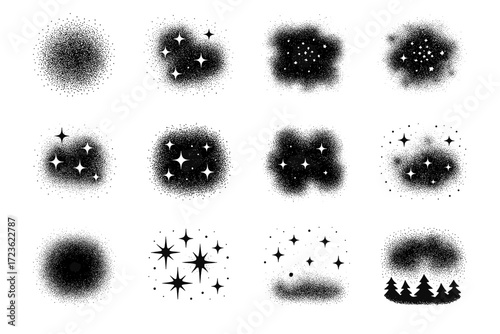 Shimmer grouping dots star vector light clusters soft starlight radiant textured cluster