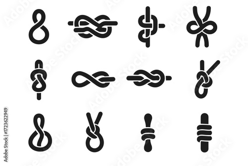 Knots girth stopper clove water overhand barrel vector climbing icons hitch icon