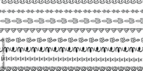 Abstract Dashed Border Divider Set Vector Illustration Isolated on Transparent Background