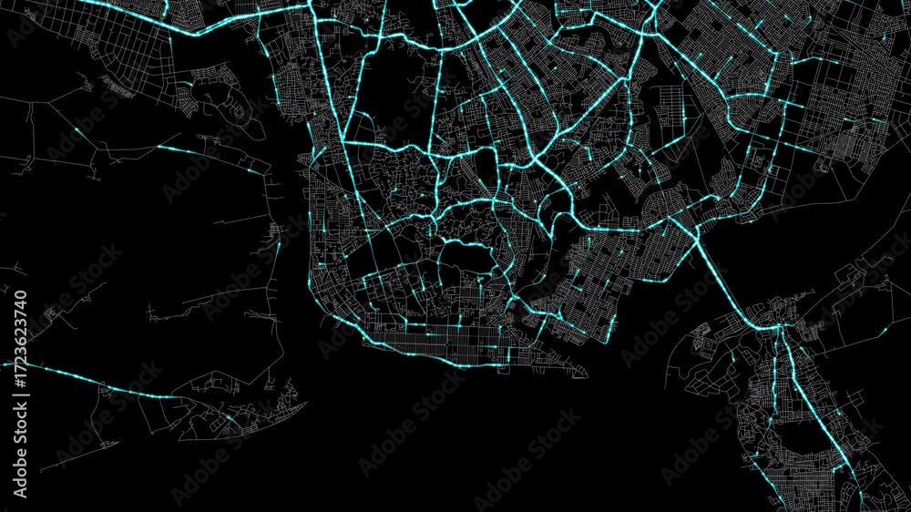 Urban Traffic Flow Map Simulation in Rangoon, Burma, GPS Smart city ...