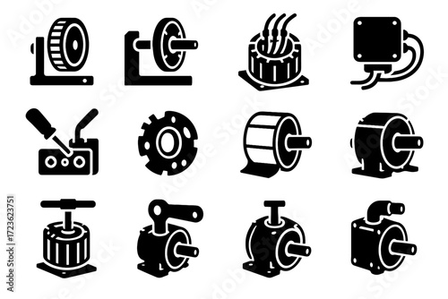 Motor routing ev install insertion installation housing assembly clamp torque icon vector