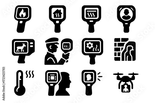 Patrol circuit vector icon scan electrical machinery industrial energy camera thermal