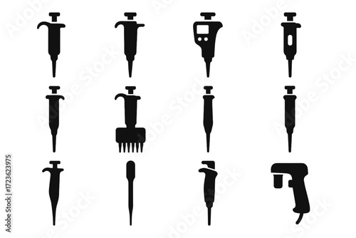 Handheld displacement vector icon ergonomic style positive pipette tool lab repeater