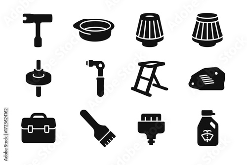 Snow plug engine icon stand vector icons tool snowmobile spark tension chain