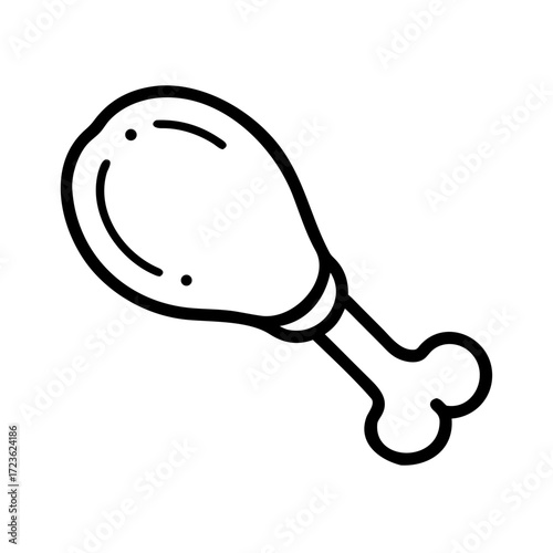 Chicken drumstick outline icon – line style meat and food vector