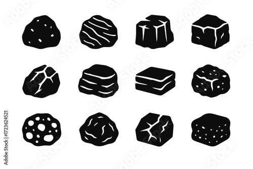 Rock cracked vector metamorphic icons erratic sandstone icon basalt glacial gneiss conglomerate