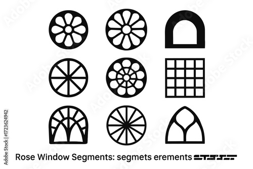 Tiny quadrant layered vector slice icon arch rose symmetry radial window petal