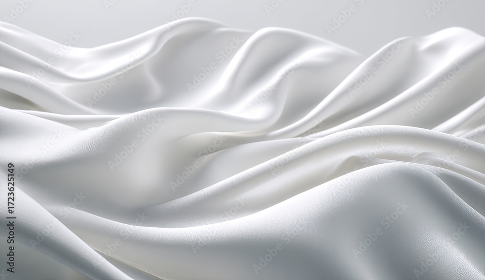 Fototapeta premium Soft, white silk fabric drapes in flowing folds
