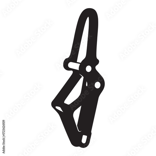 black and white silhouette of belay device vector on white background