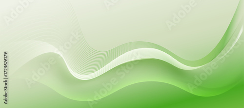 Abstract Green Wave Background with Smooth Curves and Gradient