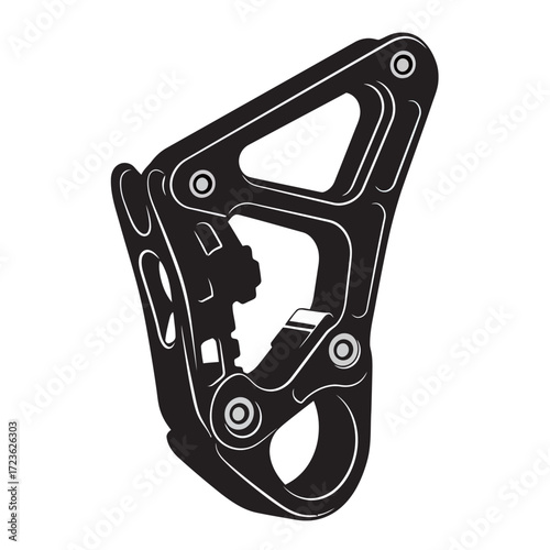 black and white silhouette of belay device vector on white background