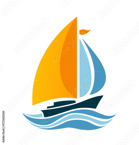 sailing ship on a white background