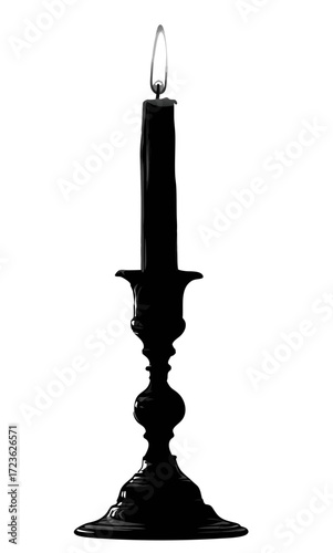 candlestick with burning candle