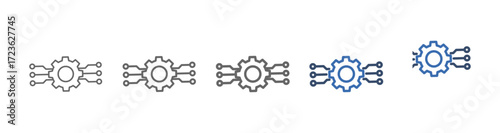 
outline icon set automation with gear design and digitalization