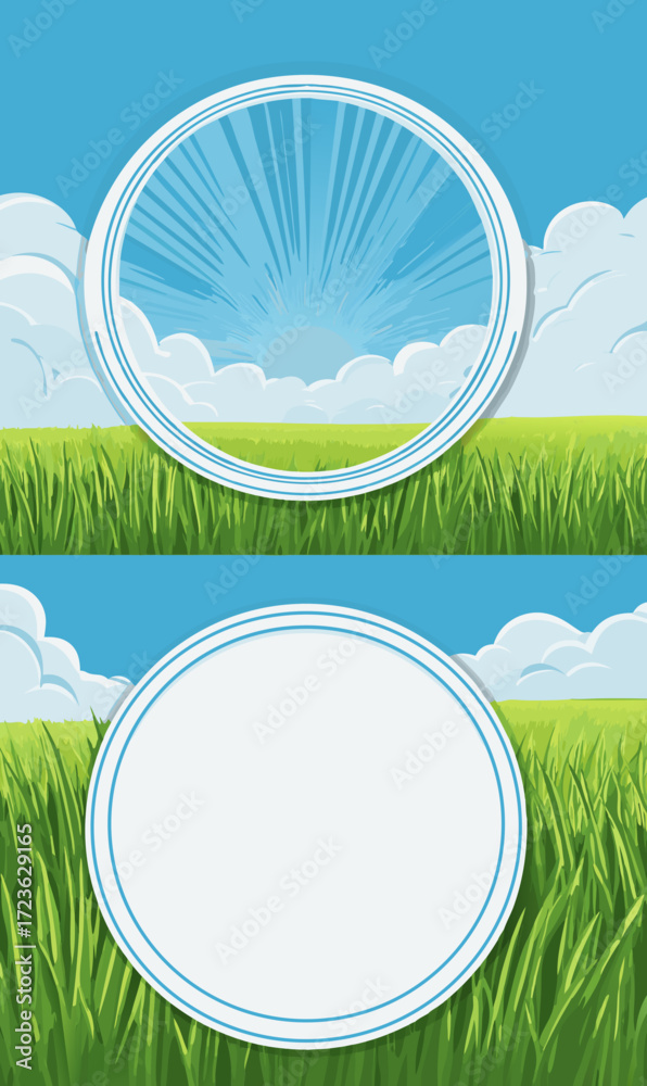 Obraz premium summer landscape with grass and blue sky