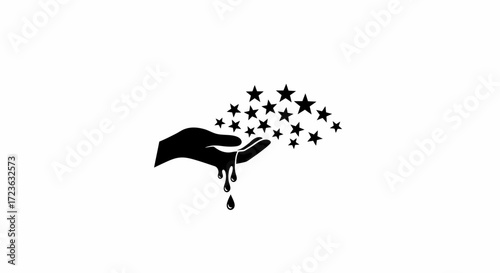 Hand Holding Stars with Dripping Liquid - Flat Vector Icon Concept Design